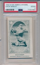 1922 E120 AMERICAN CARAMEL CO. - ZACH WHEAT - PSA 2 GD (SVSC) - FRESHLY GRADED!