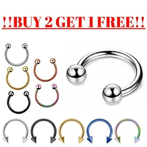 Horseshoe Piercing Barbell Circular Septum Helix Tragus Lip Ear Cartilage Nipple - Picture 1 of 3