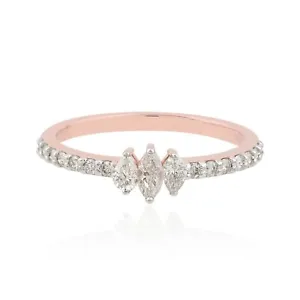 SI/H Pear Marquise Diamond Ring 14k Rose Solid Gold Anniversary Gift 0.50 Ct - Picture 1 of 7