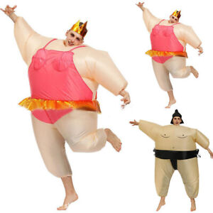 Erwachsene Unisex Aufblasbar Sumo Jumpsuit Kostüm Blow Up Fancy Party Outfit