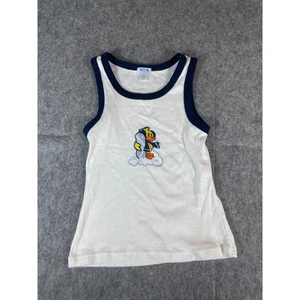 VINTAGE Wish Top Girls Small White Penguin Tank Ribbed Sleeveless Ringer Y2K - Picture 1 of 5