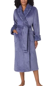 New Carole Hochman Women’s Plush Wrap Robe Large L Blue - Picture 1 of 6