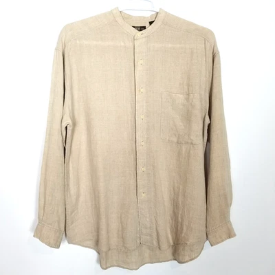 Structure Le Collezioni Men 100% Linen Button Up Shirt Sz M Beige Long Sleeve - Image 1 of 4