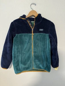 L.L.Bean Youth Sherpa Fleece Jacket Size L 14–16 | Retro Aztec Zip Blue Teal - Picture 1 of 8