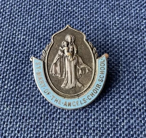 Vintage St Mary Of The Angels Enamel Pin badge School Choir Religious Emblem - Picture 1 of 8