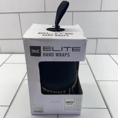 Everlast Elite 180" Boxing and MMA Handwraps Black New In Box Authentic One Pair - Image 1 of 4