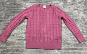 St Johns Bay Sweater Womens Large Pink Long Sleeve Cotton Blend - Picture 1 of 12
