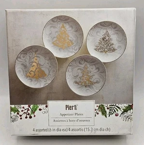 Platos de aperitivo Pier 1 árbol de Navidad--Juego de 4 - Imagen 1 de 7