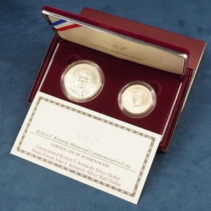 1998-S 2 Coin Kennedy Collector's Set, RFK Silver $1, JFK Silver Half, OGP & COA - Picture 1 of 8