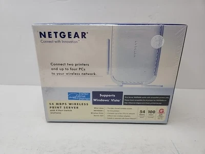 NETGEAR WGPS606 54 Mbps Wireless Print Server Bridge 4-port Switch 2 USB Printer - Image 1 of 3