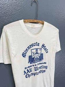 Vintage 70’s Maverick Minnesota AAU Wrestling White Tee Shirt Size Medium - Picture 1 of 5