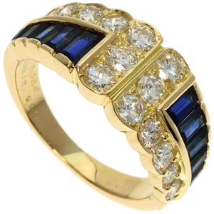 Van Cleef & Arpels Mystery Setting Sapphire Diamond Ring K18 Yellow Gold L... - Picture 1 of 10