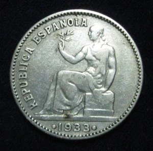 ZALDI2010 - REPUBLICA ESPAÑOLA , 1 PESETA DE 1933 . PLATA - Imagen 1 de 2