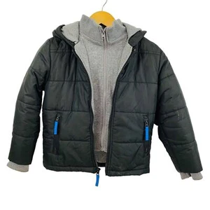 Chaqueta con Capucha Acolchada Rothschild Niños Grande 7 Negro Puffer Dos Cremallera Abrigo Frontal - Imagen 1 de 8