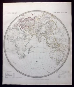 WORLD, EASTERN HEMISPHERE, EUROPE, AFRICA, ASIA original antique map SDUK, 1844 - Picture 1 of 6