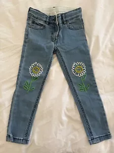 STELLA MCCARTNEY Kids Jeans Girl size 4 embroidery flowers cotton blend stretch - Picture 1 of 4