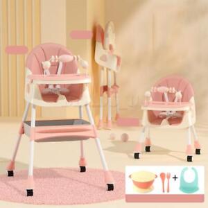 4-in-1 Baby Highchair Adjustable Kid Chair Baby Dining Chairs Eat+Dinner Plate