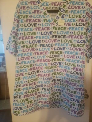 Ladies Scrub Top By Natural Uniforms  Size XLarge.  Peace And Love. Worn Once - Image 1 of 4