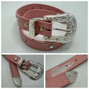 NOCONA Western GIRLS  Pink Leather BELT Embellished details Size 20 Kids - Picture 1 of 6