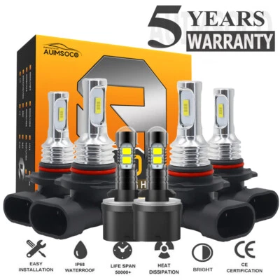 For GMC Sierra 3500 2001-2002 LED Headlight High Low Fog Light Bulbs Xenon White - Image 1 of 4