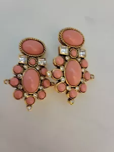 Elizabeth Taylor Avon Sea Coral Clip-On Ohrringe Atemberaubend Rosa Diamant Gold RAR - Bild 1 von 4