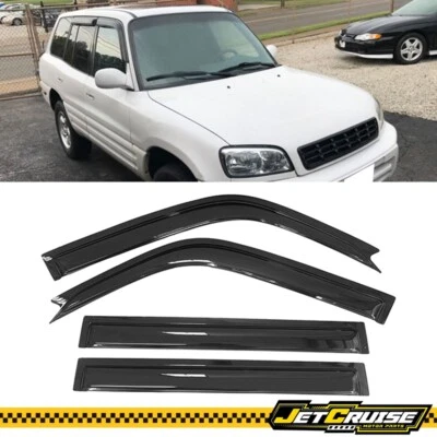 Fits 96-00 Toyota RAV4 Acrylic Tape On Window Visors Rain Sun Guard Deflector - Image 1 of 4