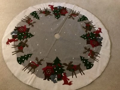 Crate & Barrel Holiday Critter Tree Skirt - 52” Diameter - Image 1 of 4