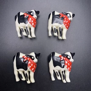 Kuh Knopf Abdeckungen Deckel Lot Set Holstein Rinder Bauernhof Kunststoff Kitsch Vintage - Bild 1 von 7