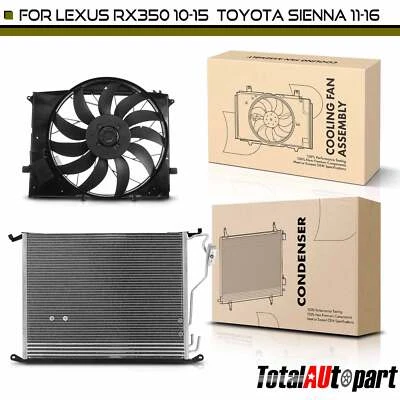 Conjunto de condensador de aire acondicionado y ventilador de refrigeración para Toyota Sienna 11-16 Lexus RX350 3,5 L Foto 1 de 4