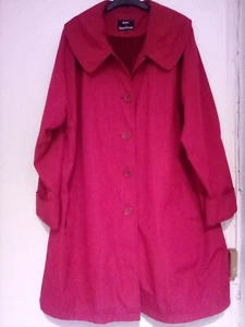 DENNIS BASSO ladies red collared and fleece button- up coat with pockets. lined - Picture 1 of 8