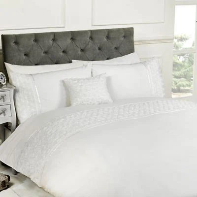 Limoges Rosa Increspato Bianco Singolo Copripiumino e Federa Set - Immagine 1 di 3