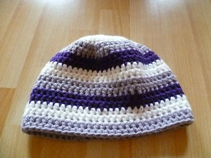 Mütze Boshi Mütze handgehäkelt mit For Classic lila flieder weiß - Bild 1 von 1