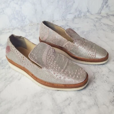 Free People Snake Eyes Loafers Womens 36 US 5.5 Metallic Silver Lavender Velvet - Изображение 1 из 4