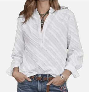 Blusa Camisa Sundance Snow Cloud Mujer Popover Top Grande Blanca 100% Algodón - Imagen 1 de 8