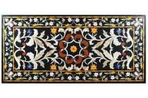 3'x2' black Marble table Top coffee side pietra Dura inlay lapis room decor r2 - Picture 1 of 4