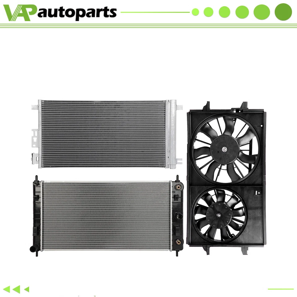Cooling Fan and Radiator Condenser For Pontiac G6 Chevrolet Malibu Saturn Aura - Image 1 of 4
