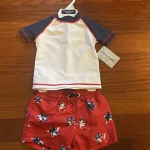 Tommy Bahama Boys 12 Month Americana Stars 2 Piece Rash Guard Swim Trunk Set - Imagen 1 de 7