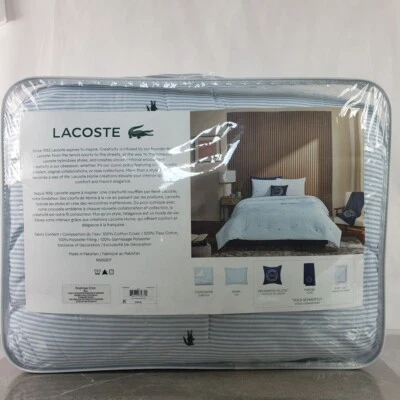 Edredón Lacoste Doble Azul Hogar Rayas Cocodrilo Algodón - 1 pieza Foto 1 de 4