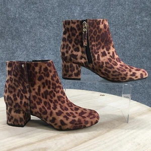 Sam And Libby Boots Womens 7.5 Eliza Leopard Print Zip Heels Ankle Bootie Brown - Picture 1 of 20