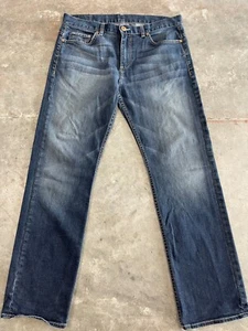 Y2K MENS ARMANI EXCHANGE STRAIGHT WIDE LEG BAGGY LOOSE FIT BLUE DENIM 34 X 30 - Picture 1 of 11