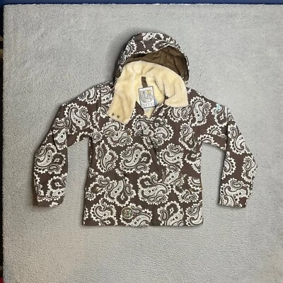 Burton Paisly Print Brown Sherp Lined Neck Snowboard Ski Coat Womens Small - Image 1 of 4