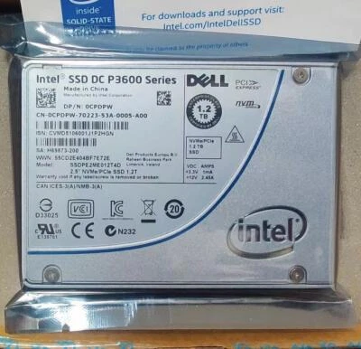 Intel 1.2TB SSD U.2 P3600 NVME Server SSDPE2ME012T4D Solid State Drive 8DV10171- - Image 1 of 3