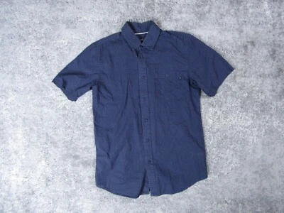 Camisa Obey Para Hombres Vestido Pequeño Azul Manga Corta Cuello Botones Bolsillo Top Foto 1 de 4