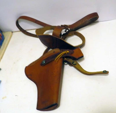 Coldre de ombro de couro vintage Bushnell quadro médio revólveres c. década de 1960 - Imagem 1 de 4