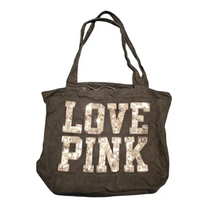 Women's 15" x 19" x 7" Victoria's Secret Black & Silver Sequin Tote Bag - Picture 1 of 7