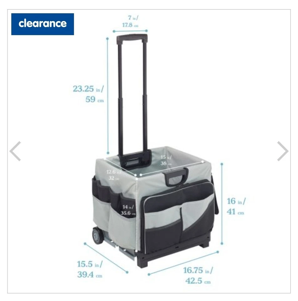 Carrinho de rolamento universal com bolsa organizadora de lona, armazenamento móvel, azul/cinza novo - Imagem 1 de 4