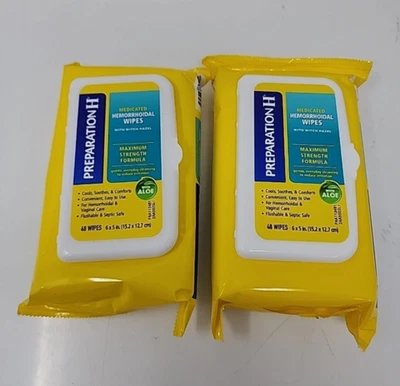 2 件制备 H 痔疮可冲洗湿巾带女巫淡褐色 - 48 件 — 第 1/4 张图片