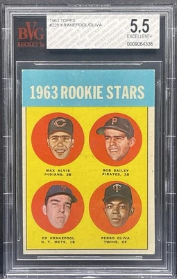 1963 Topps - Rookie Stars Tony Oliva, Ed Kranepool, Bob Bailey #228 (RC) BVG 5.5 - Image 1 of 2