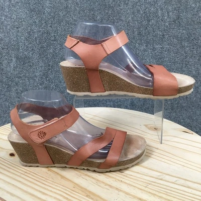 Yokono Sandals Womens 9.5 Ankle Strap Brown Leather Casual Open Toe Wedge Heels - Photo 1/4