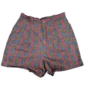 VTG 80s 90s Gap Pink Floral Paisley Striped Cotton Shorts - Women's Sz 6 / XS - Picture 1 of 5